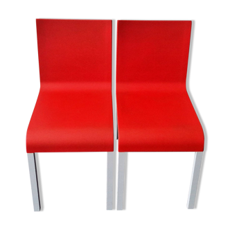 Set of 2 red .03 chairs by Maarten van Severen for Vitra, Switzerland 1998
