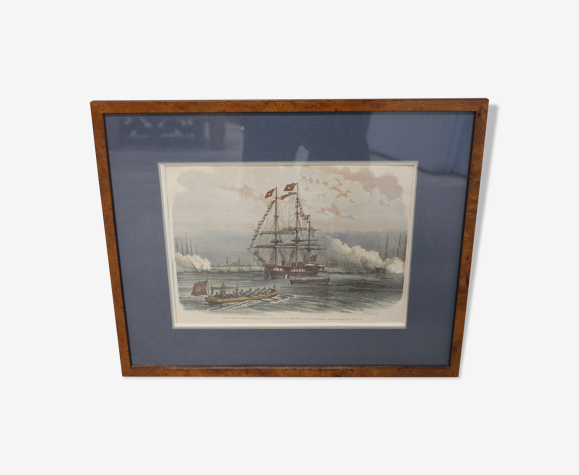 Gravure maritime de "Blanchard" - Remise d'un paquebot dans le port d'Alexandrie