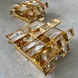 Set of 2 wall lamps gold crystal and brass Palwa Germany 1950