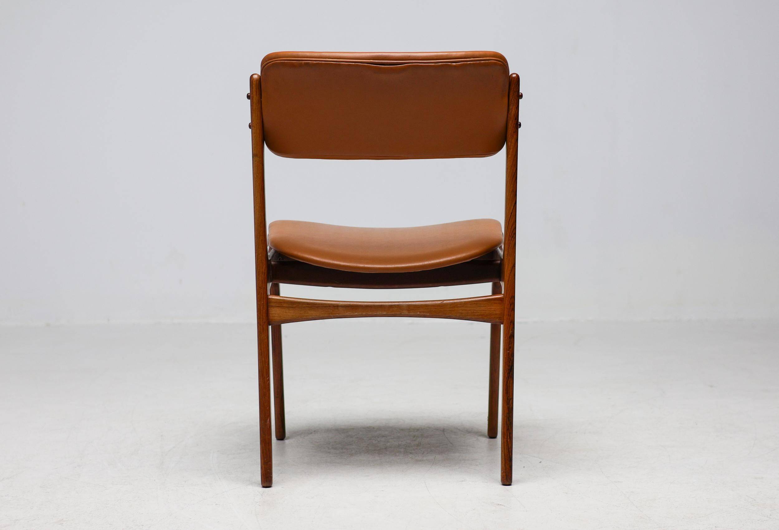 Set of 6 Danish rosewood dining chairs Model No 49 by Erik Buch