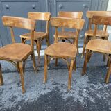 6 chairs bistro coffee wood curved vintage