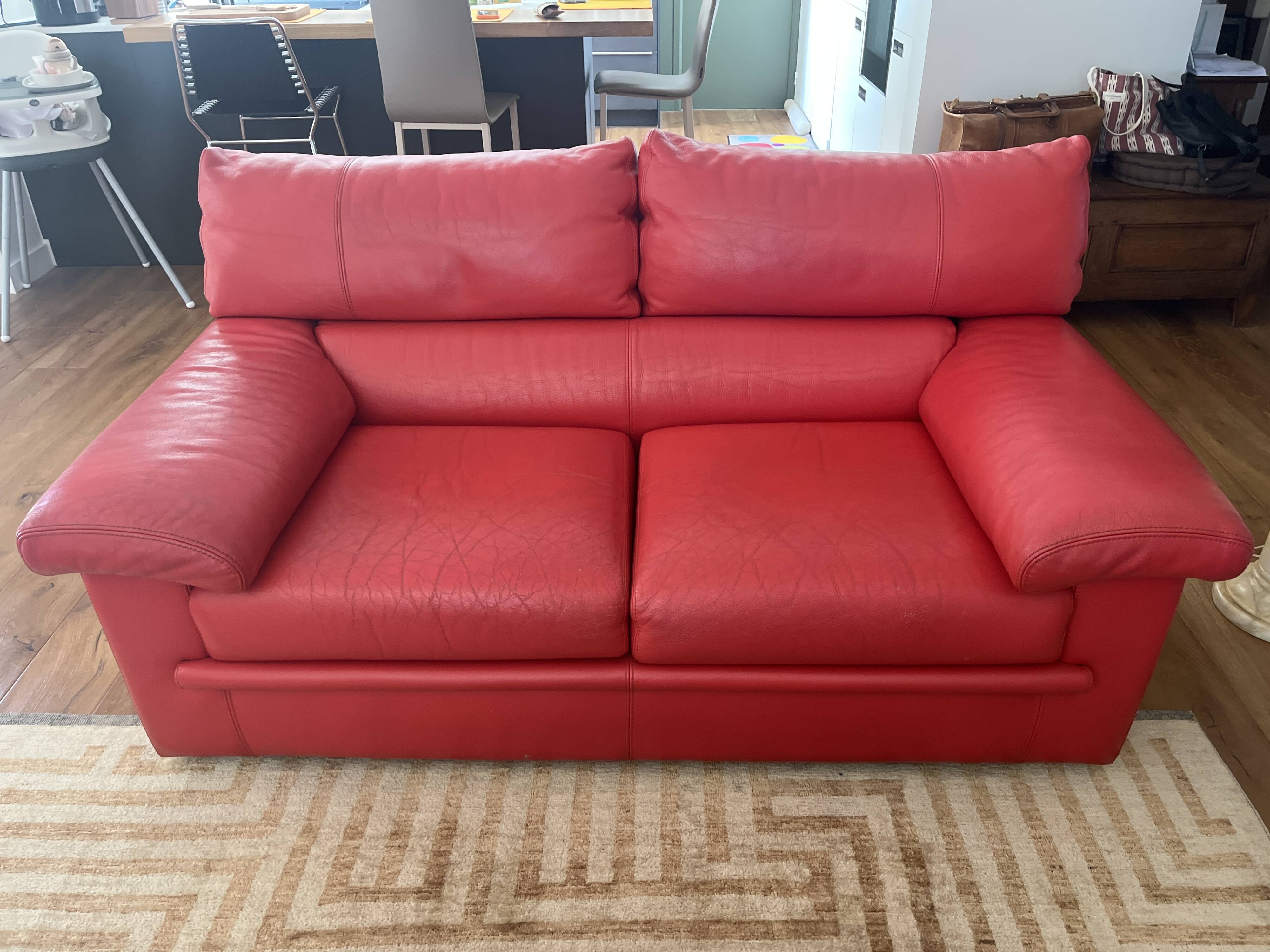 Ligne Roset Claude Brisson Utah Copper Leather Sofa