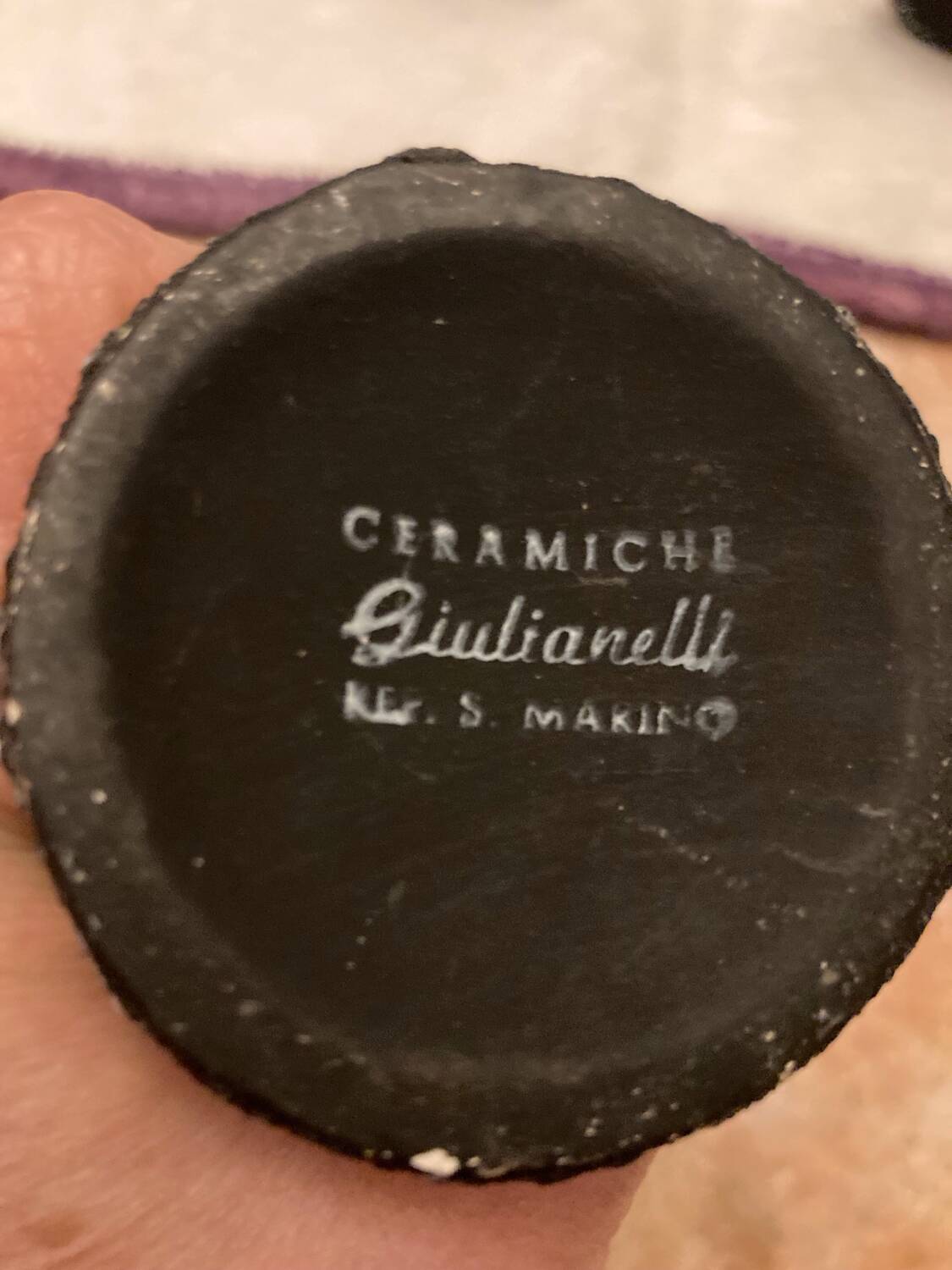 Set of 4 vintage lava stone mugs by Giulianelli.