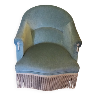 Fauteuil crapaud en velours bleu