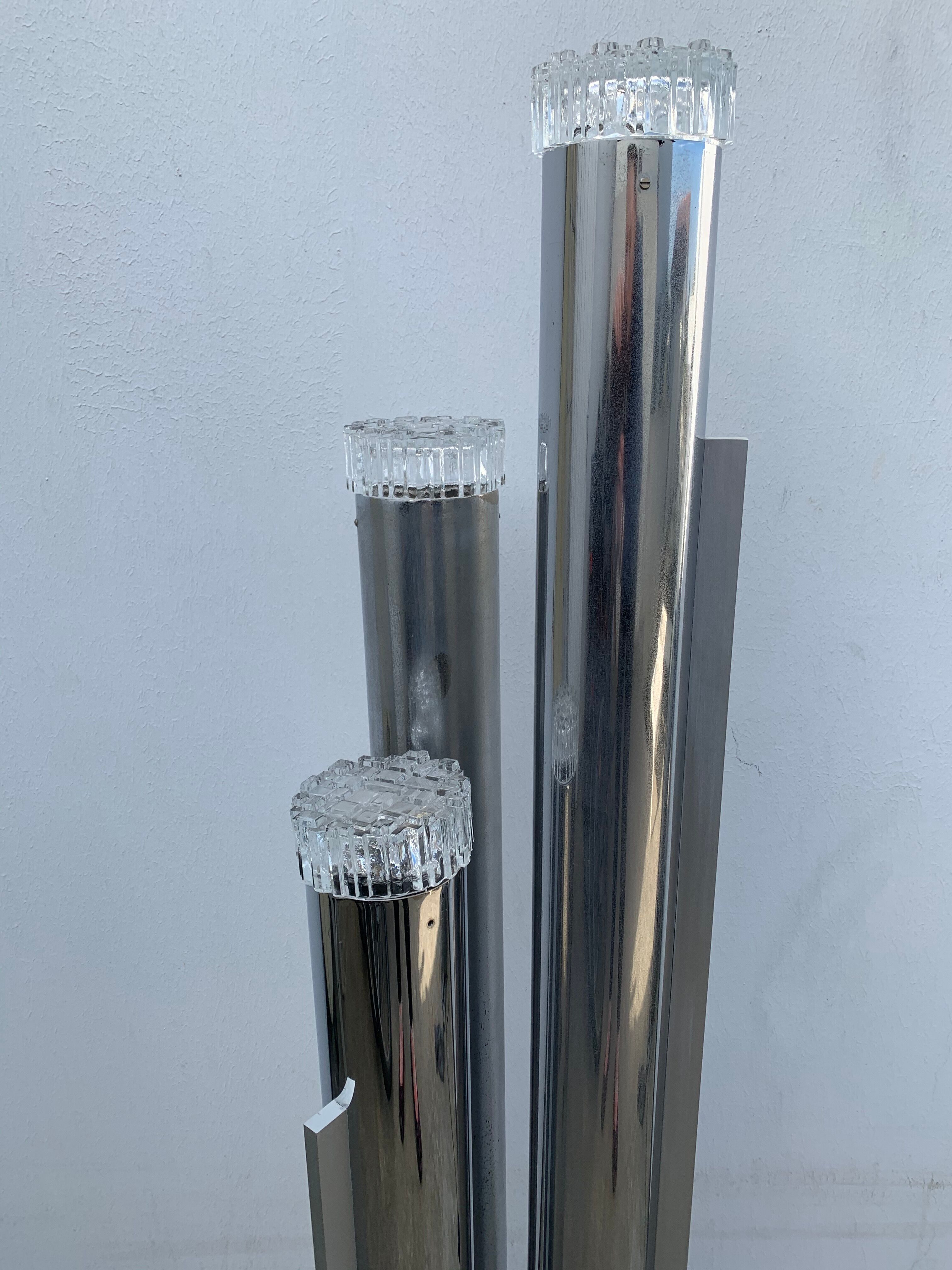 Floor lamp in chrome and glass, 1970