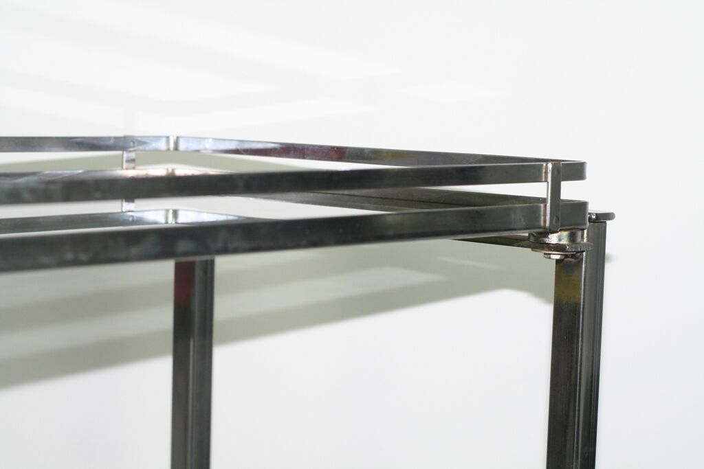 Furniture serves chrome metal and stainless steel 1960s rolling bar