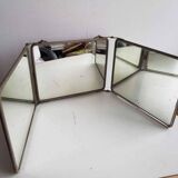 Large old triptych barber mirror