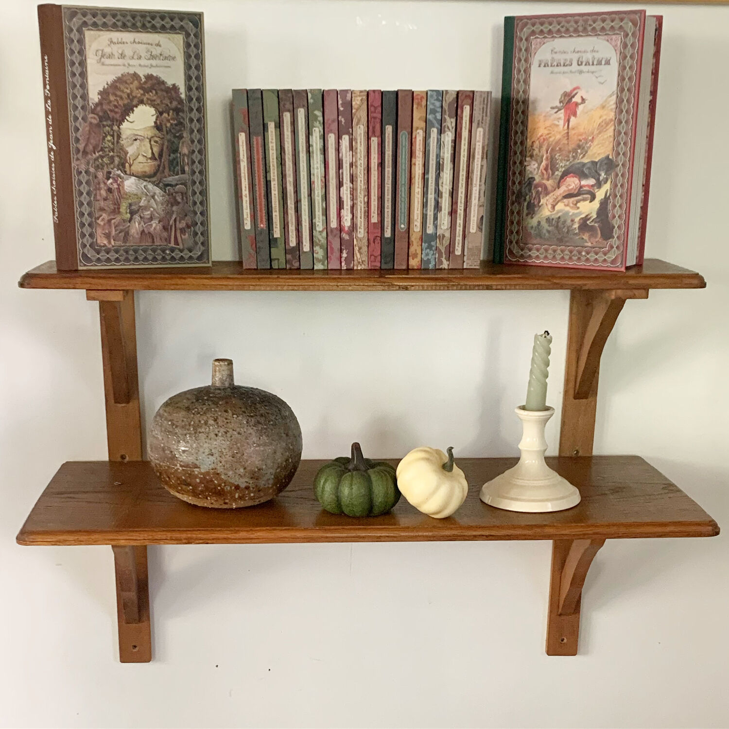 Double vintage wooden shelf