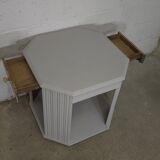 Art Deco side table repainted in "stormy" grey white