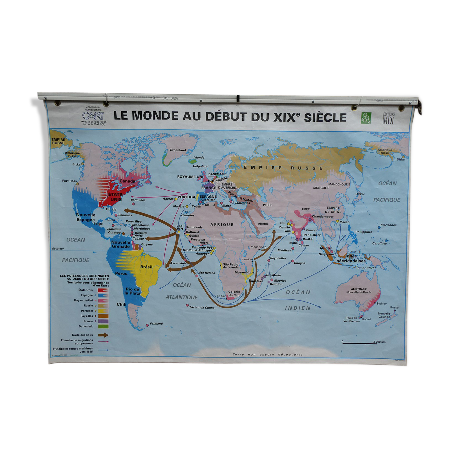 Vintage MDI school map "The World in the Early 19th Century"