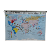 Carte scolaire vintage MDI "Le Monde au début du XIXe siècle"