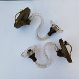 Pair of Murano twisted glass wall lights