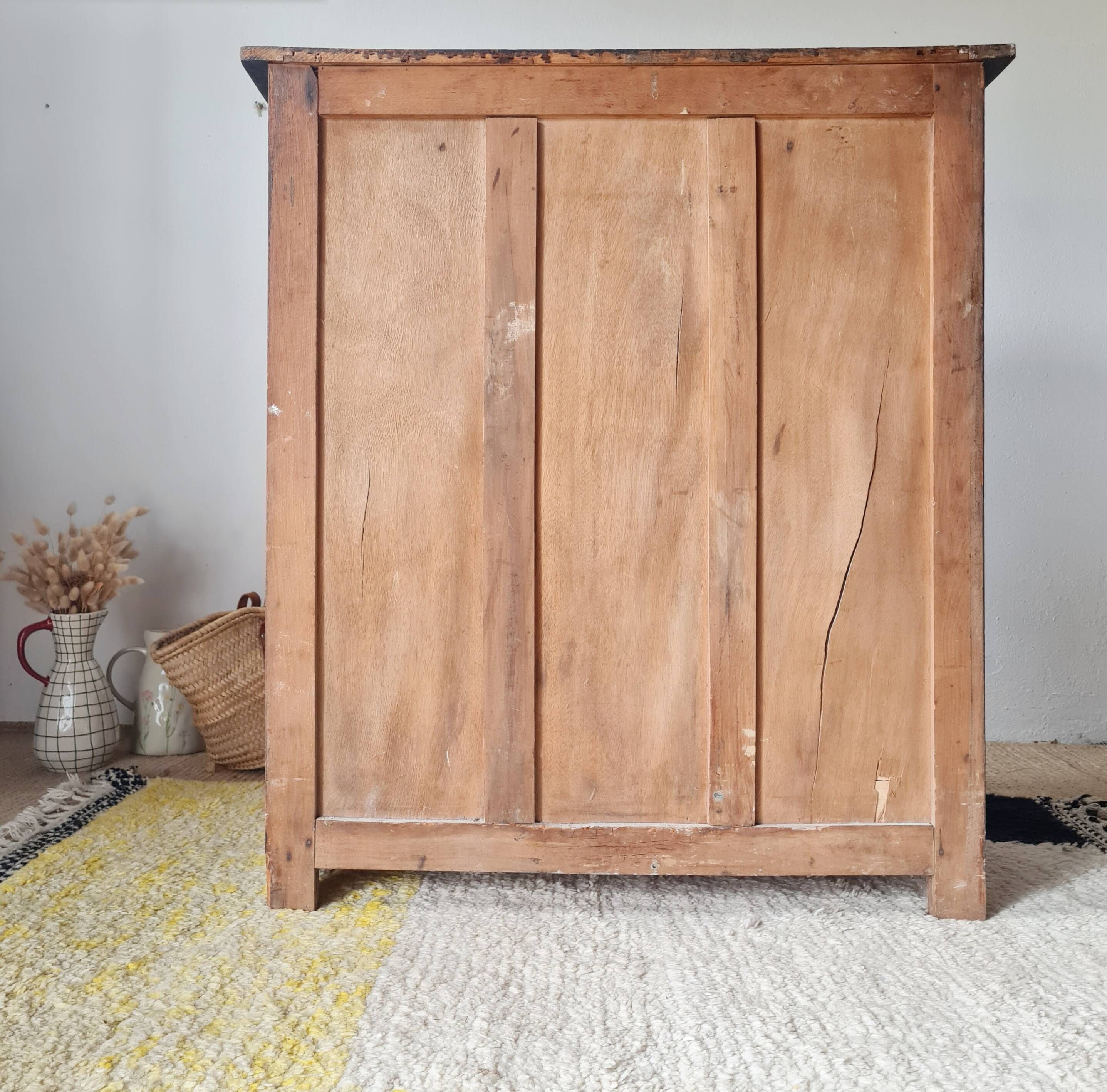 Buffet parisien bois ancien 2 portes panneautées