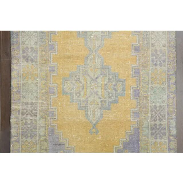 Vintage Turkish Oushak Handmade Wool Cotton Orange Area Rug 104x180