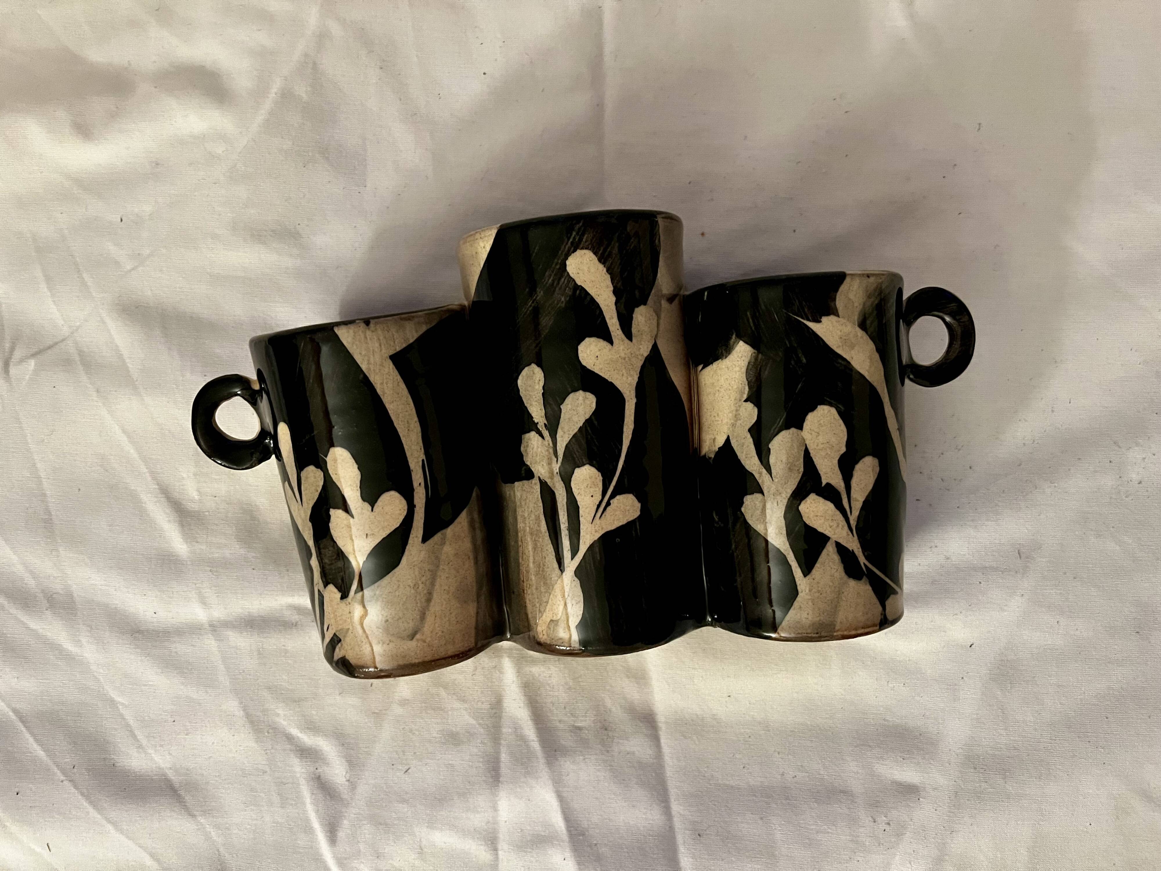 Small triple ceramic vase