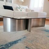 Brushed steel coffee table space age