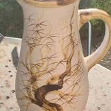 Vase, enameled ceramic jug, chiseled tree motif, west germany vintage 1970, numbered 3047