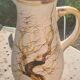 Vase, enameled ceramic jug, chiseled tree motif, west germany vintage 1970, numbered 3047