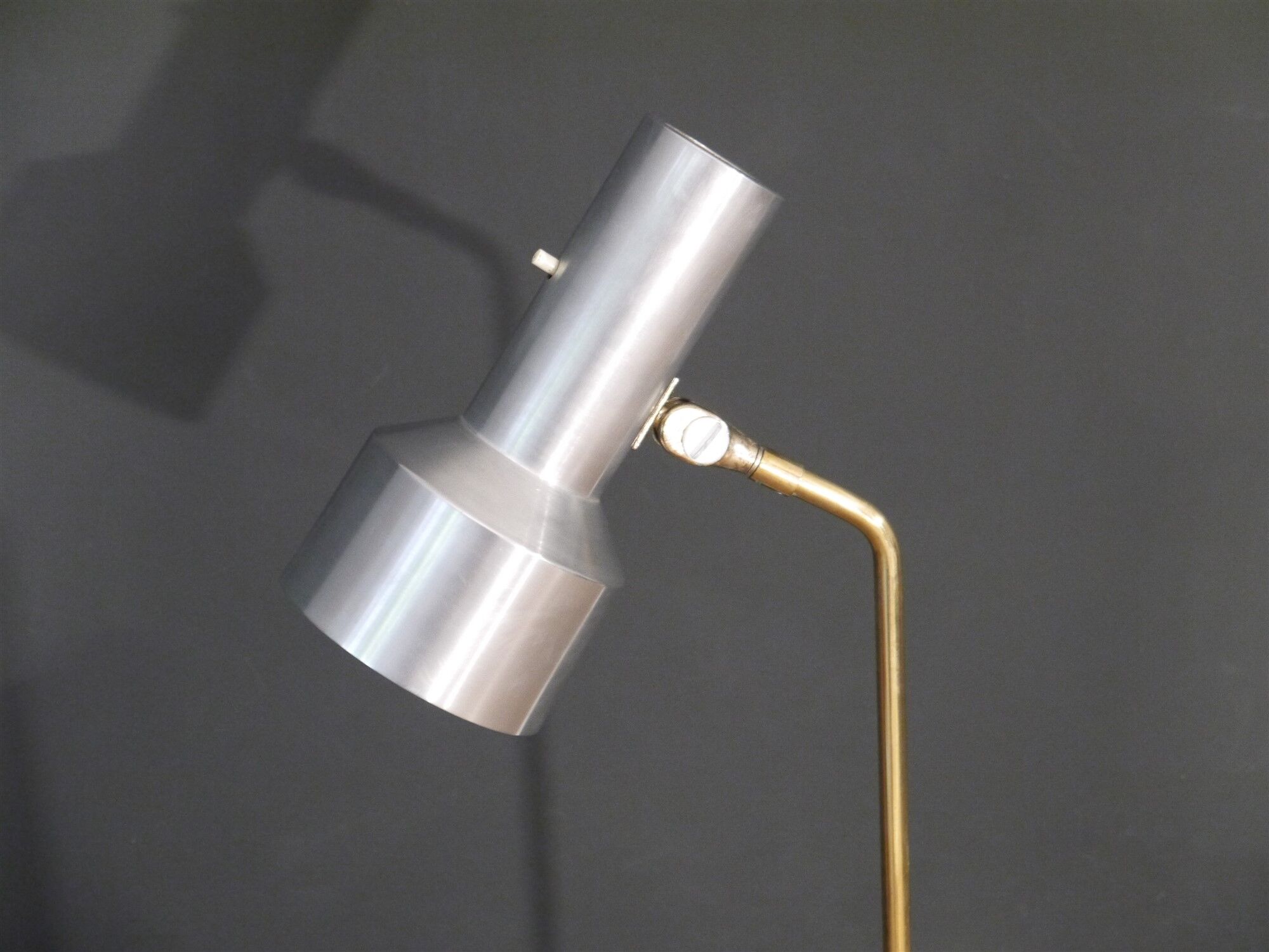 Vintage brass and brushed aluminum floor lamp