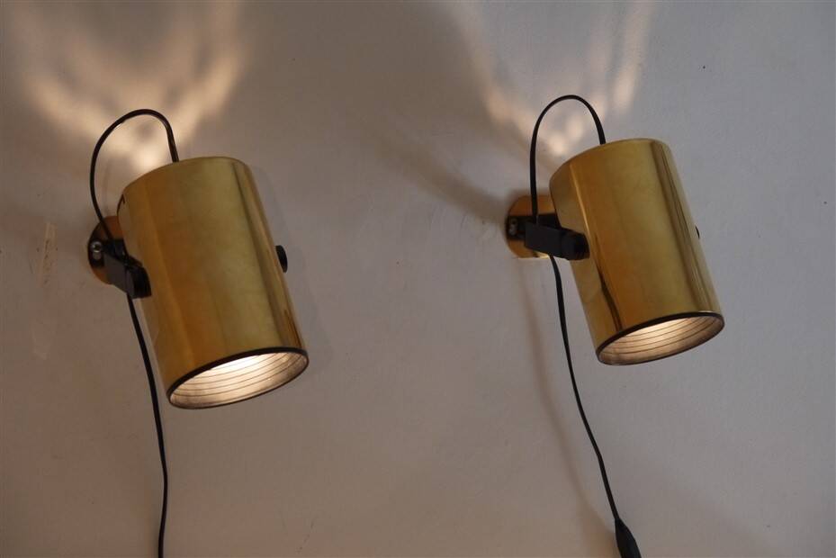Pair of Scandinavian design wall lights in brass 1970
