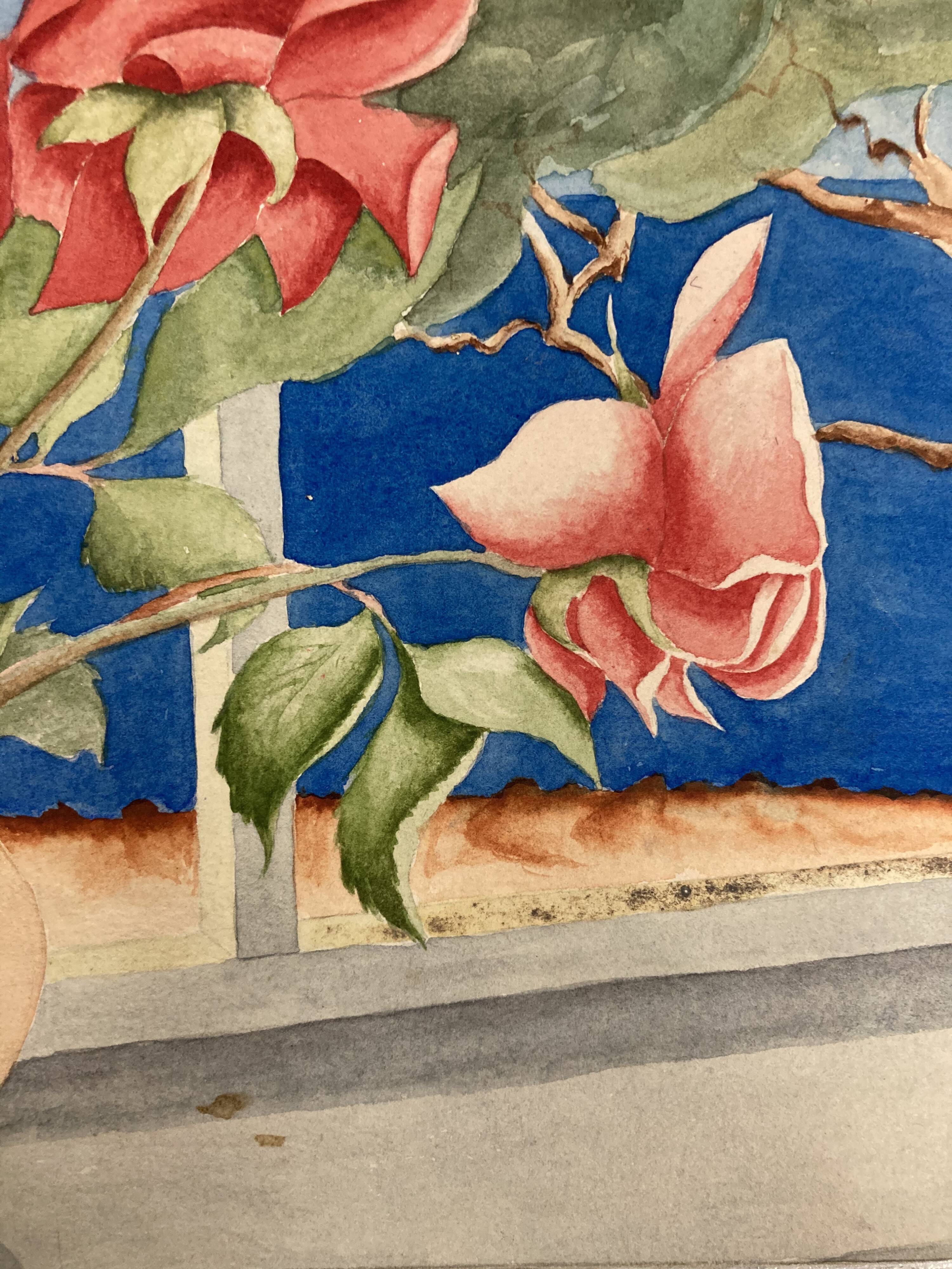 Watercolor with vintage bouquet