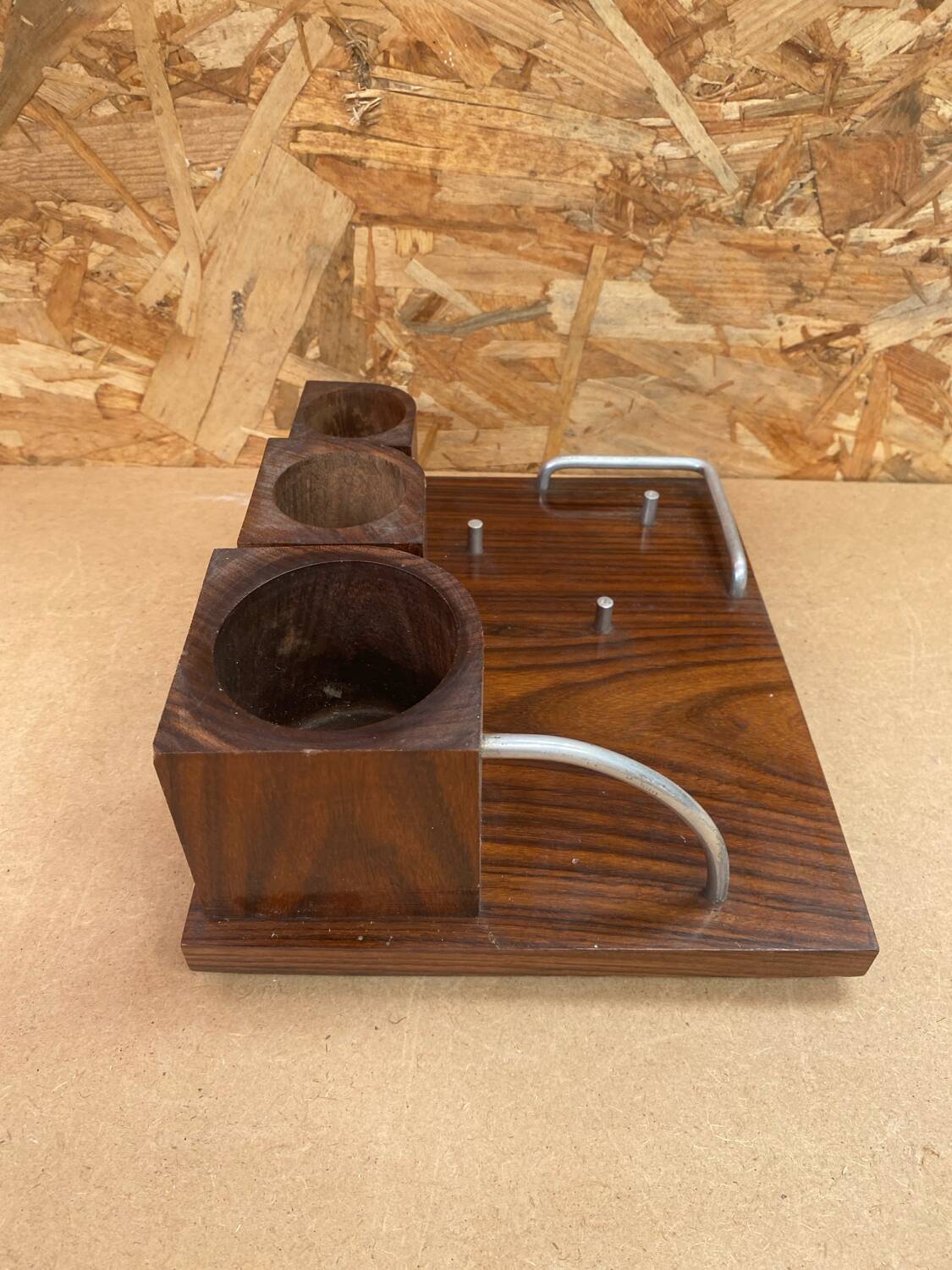 Old Smoking Kit Storage In Wood & Aluminum Vintage #B089