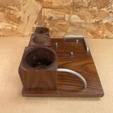 Old Smoking Kit Storage In Wood & Aluminum Vintage #B089