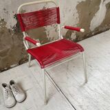 Vintage red scoubidou children's chair