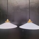 2 opaline pendant lights