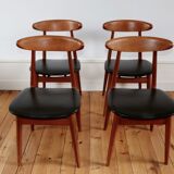 Set of 4 scandinavian chairs,  60s