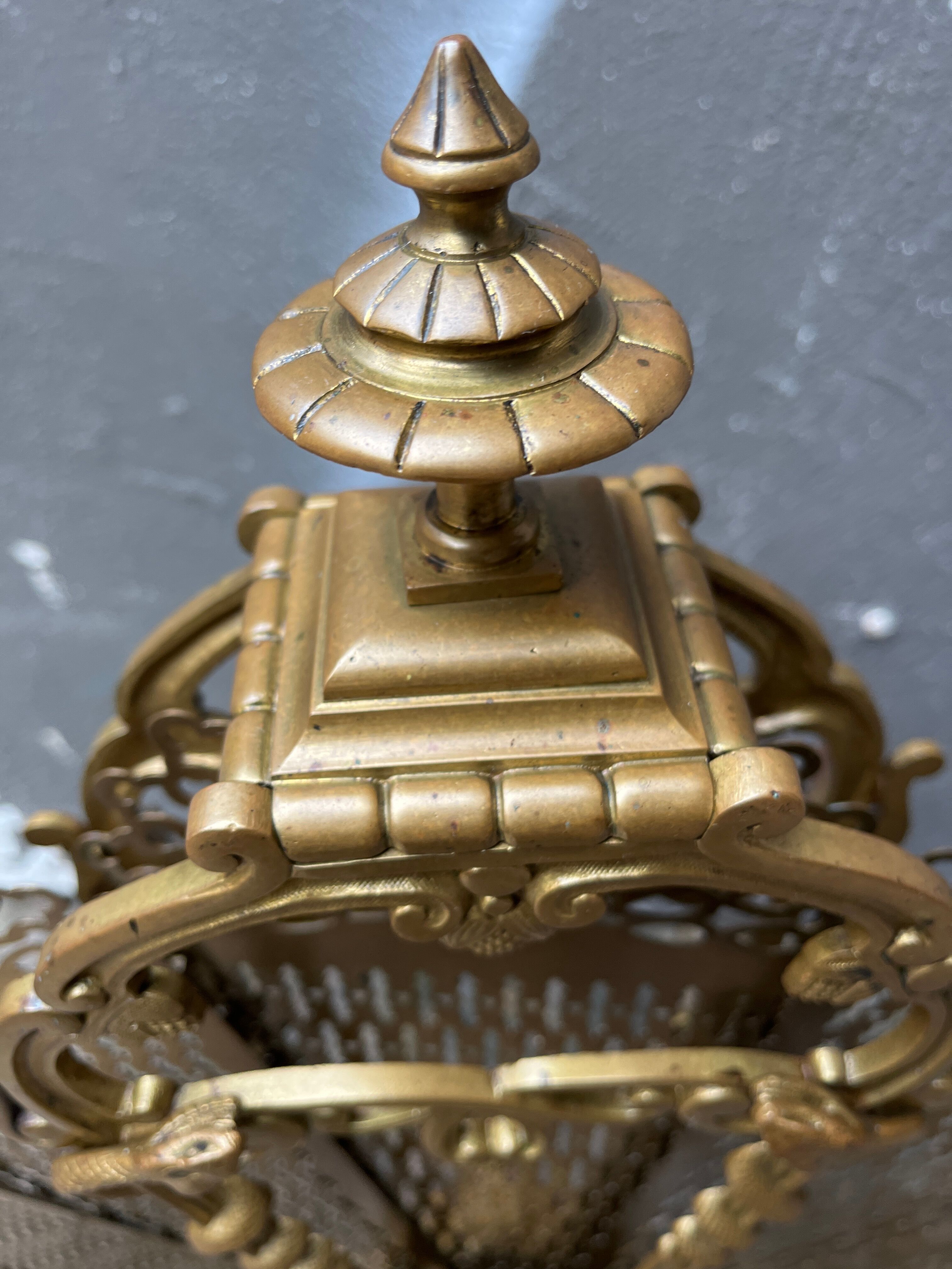 Fire screen fireplace fan bronze snake model