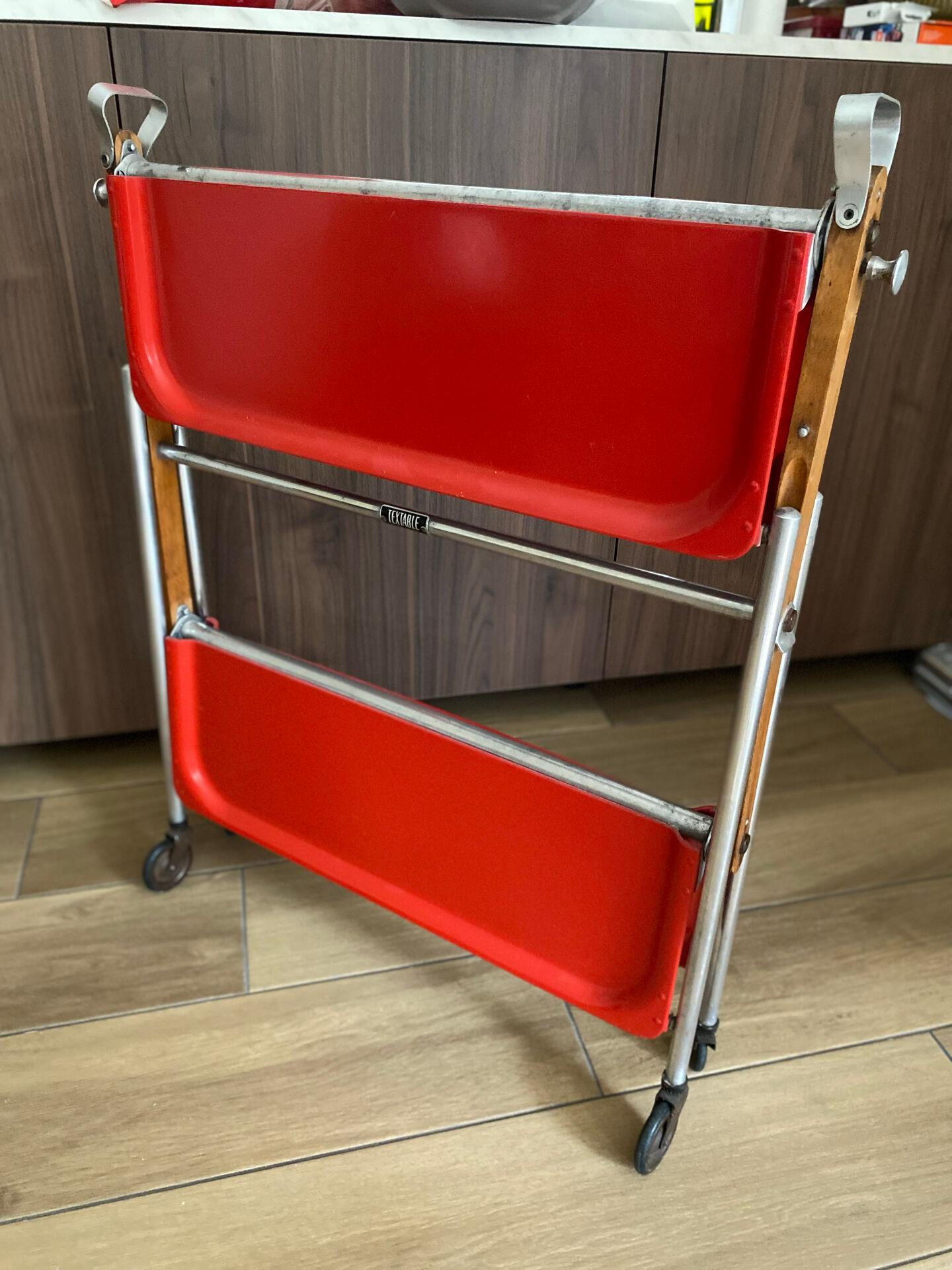 Service trolley rolling table Platex Textable red 70s Space Age