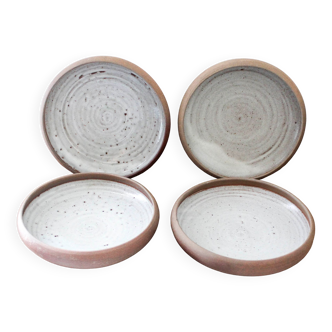Set of 4 stoneware plates Roger Jacques Grés du Puisaye