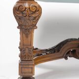 Important Pair of Sculpted Walnut Stools, Louis XIV Style