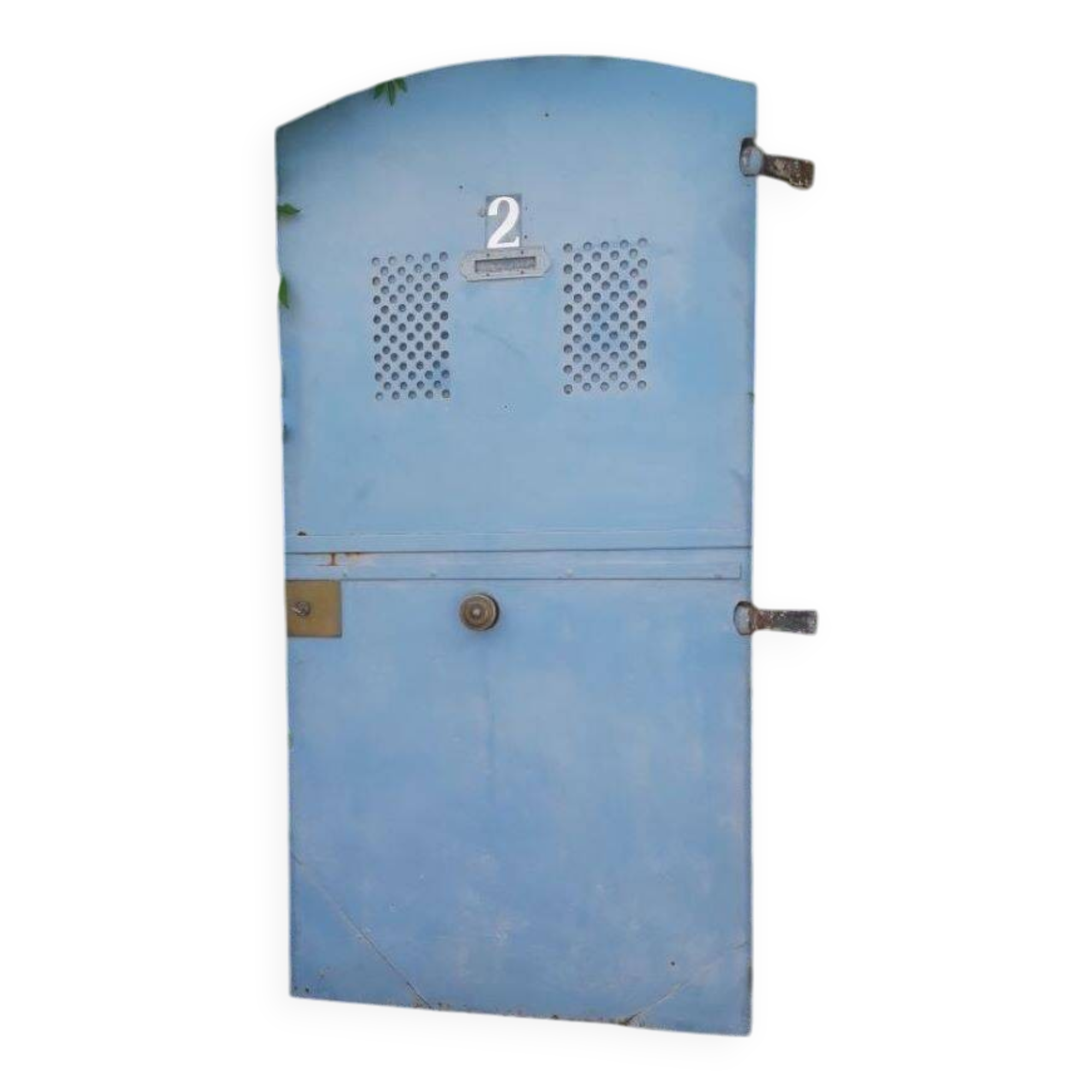 Porte portail H205xL103 ancienne en fer cintrée avec boite aux lettres
