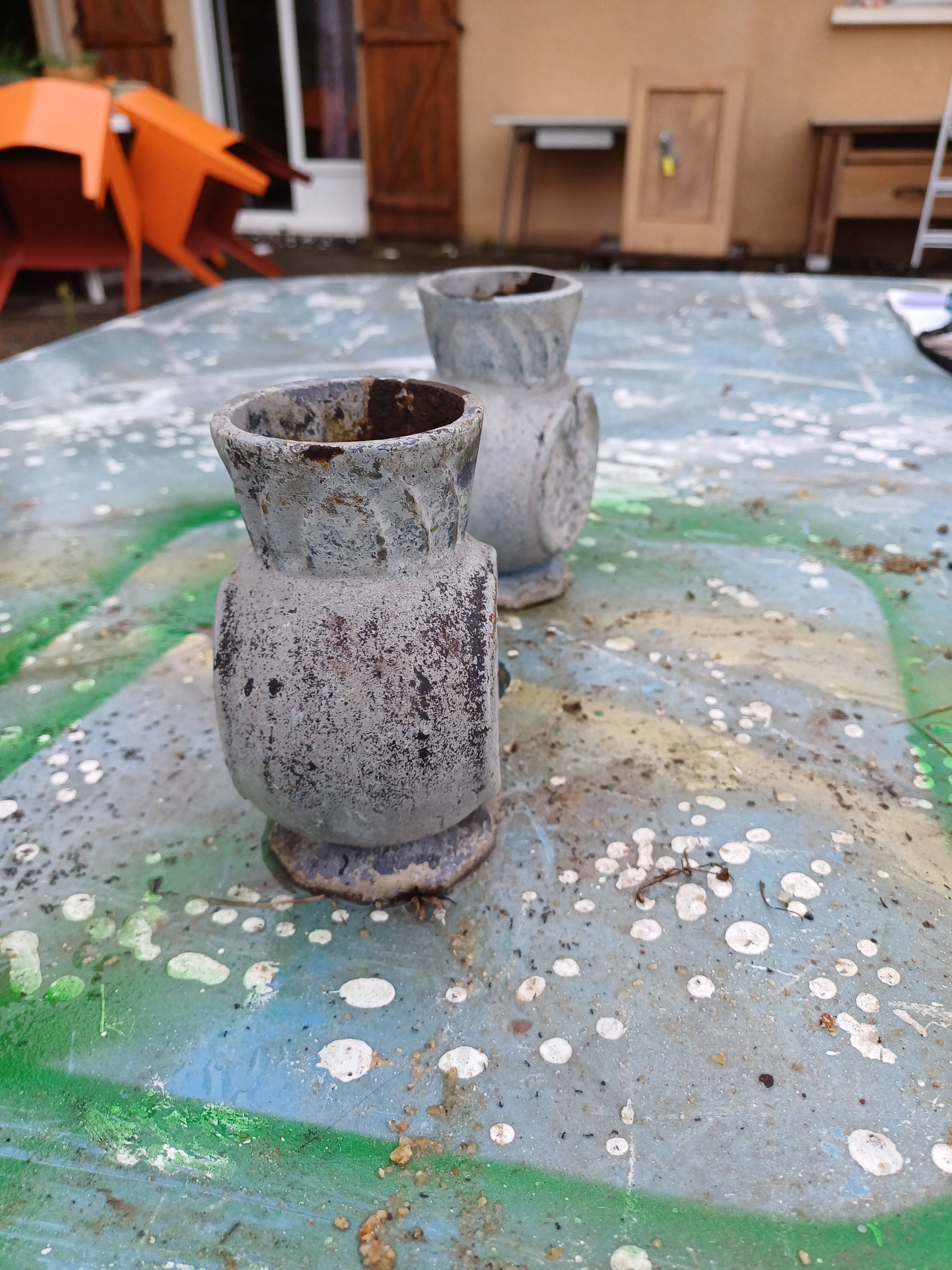 Pair of Cast Iron Vases 1900 from Charleville-Mézières