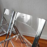 Pair of vintage plexiglass folding chairs 1970
