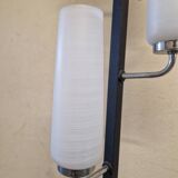 Black lacquered metal 4-light floor lamp - Maison Arlus - Satin glass globe