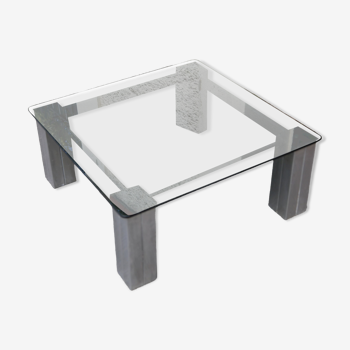 Square coffee table smoked glass Italy 70