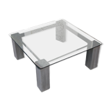 Square coffee table smoked glass Italy 70