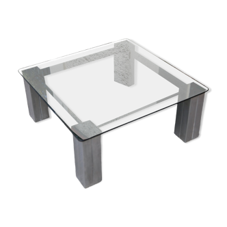 Square coffee table smoked glass Italy 70