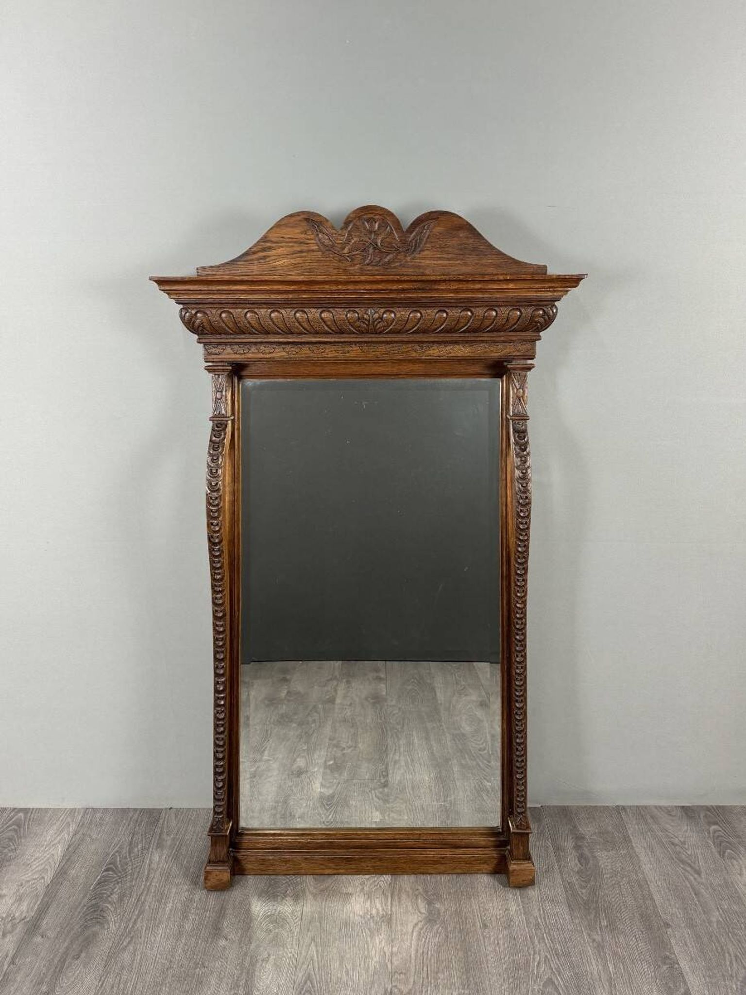 Large carved wooden mirror, late 19th century