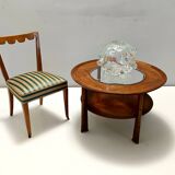 Round Solid Walnut and Crystal Coffee Table attr. to Paolo Buffa, Italy