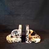 Pair of Art Deco Bookends in Black and White Breccia Marble