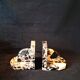 Pair of Art Deco Bookends in Black and White Breccia Marble
