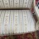 Louis XVI style bench carved with original fabrics and silks