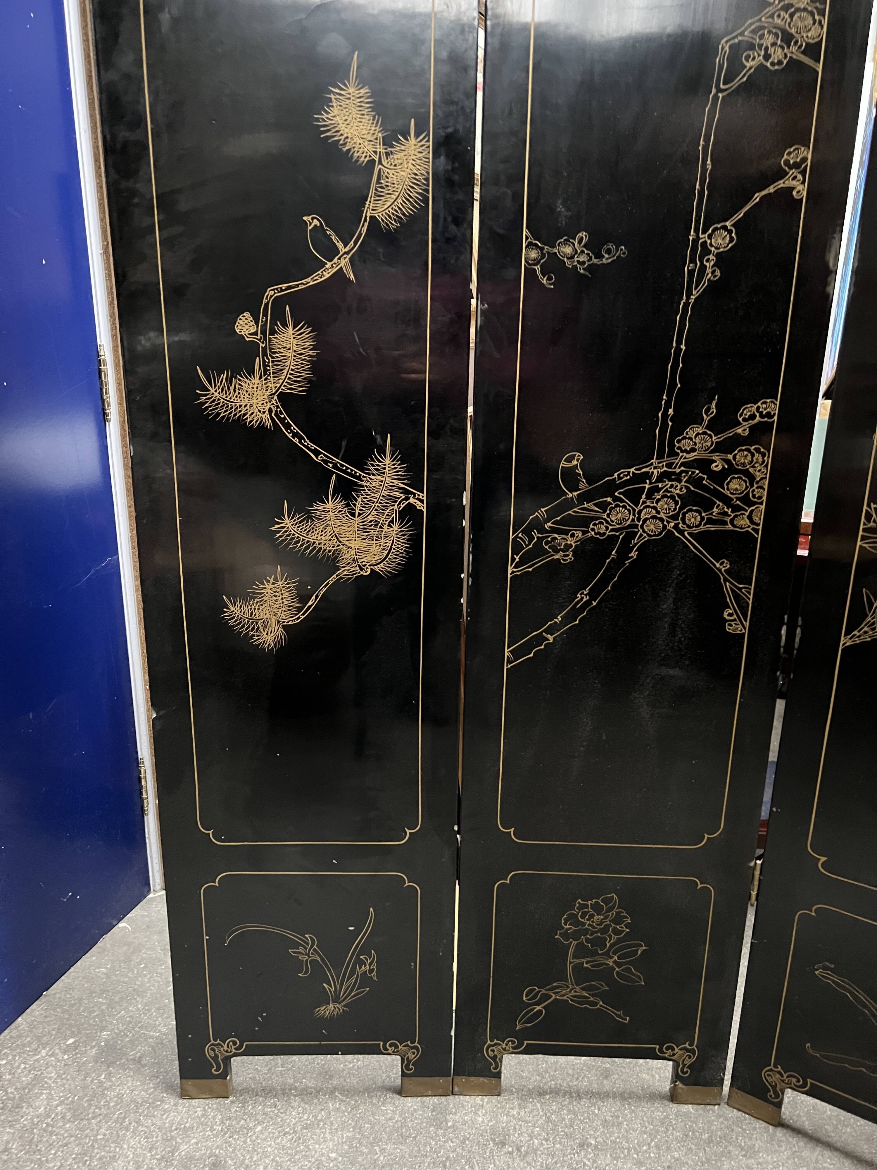 Antique Chinese bedroom screen, inlay of soapstone, jade, ivory, mother-of-pearl