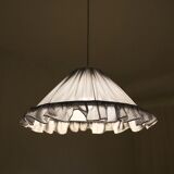 Conical suspension with fine stripes and Emilia "marina" shade.