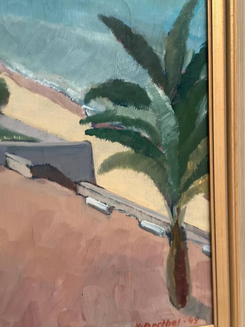 Original Swedish Oil on Canvas – “Motif from Italy” by K. Berthel – Signed – Dated 1949 – Vintage & Framed – 73 × 61 cm (28.7" × 24")