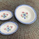 Lot composed of a deep dish and two small serving dishes, Elorn, digoin and sarreguemines model